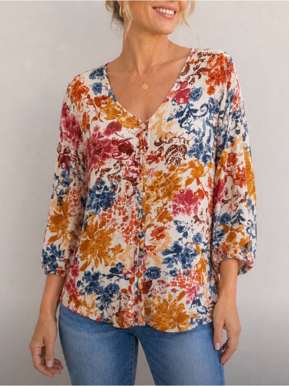 Flowy Bohemian Floral Blouse | Whimsical  Top